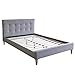 Homestyle4u 1733, Polsterbett 160 x 200 cm, Bett Mit Lattenrost, Rückenlehne, Grau