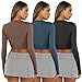 AUTOMET 3 Pack Womens Long Sleeve Shirts Y2K Going Out Crop Tops Cute Basic Slim Fitted Fall Fashion Outfits 2025 Clothes CoffegreyBlueBlack S