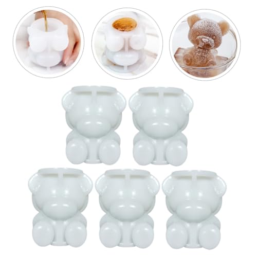 Molde de silicona para hielo en forma de oso, 5 piezas miniatura 6