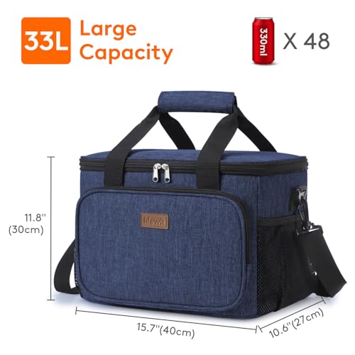 Image of Lifewit Medium Lunch Bag Insulated Lunch Box Soft Cooler Cooling Tote for Adult Men Women, Dark Blue 48-Can (33L)