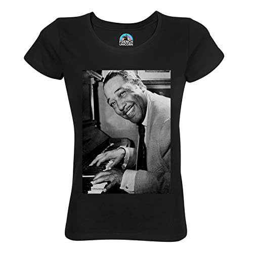 Photo de French Unicorn T-Shirt Femme Col Rond Coton Bio Duke Ellington Pianiste Star Jazz Etats Unis