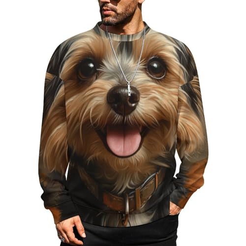 狗12 Crewneck Sweater Men Funny Crew Neck Sweater Long Sleeve Casual Lightweight Pullover