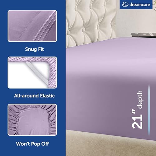Image of DREAMCARE Queen Sheets - 6 pcs Breathable Cooling Sheets Queen - up to 21 inch