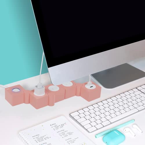 iJoy Flexible Power Strip - 3 AC Outlets and 2 USB Charging Ports with Pink Extension Cord, Power Strips with Surge Protection, Decorative Surge Protector Outlet Extender for Home, Office, and More - Thumbnail 6