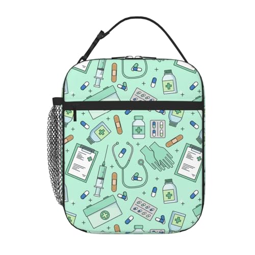 Usiidwqoz Insulated Lunch Box for Women,Nurse Printed Lunch Bag for Work Picnic Travel Office (Style B)