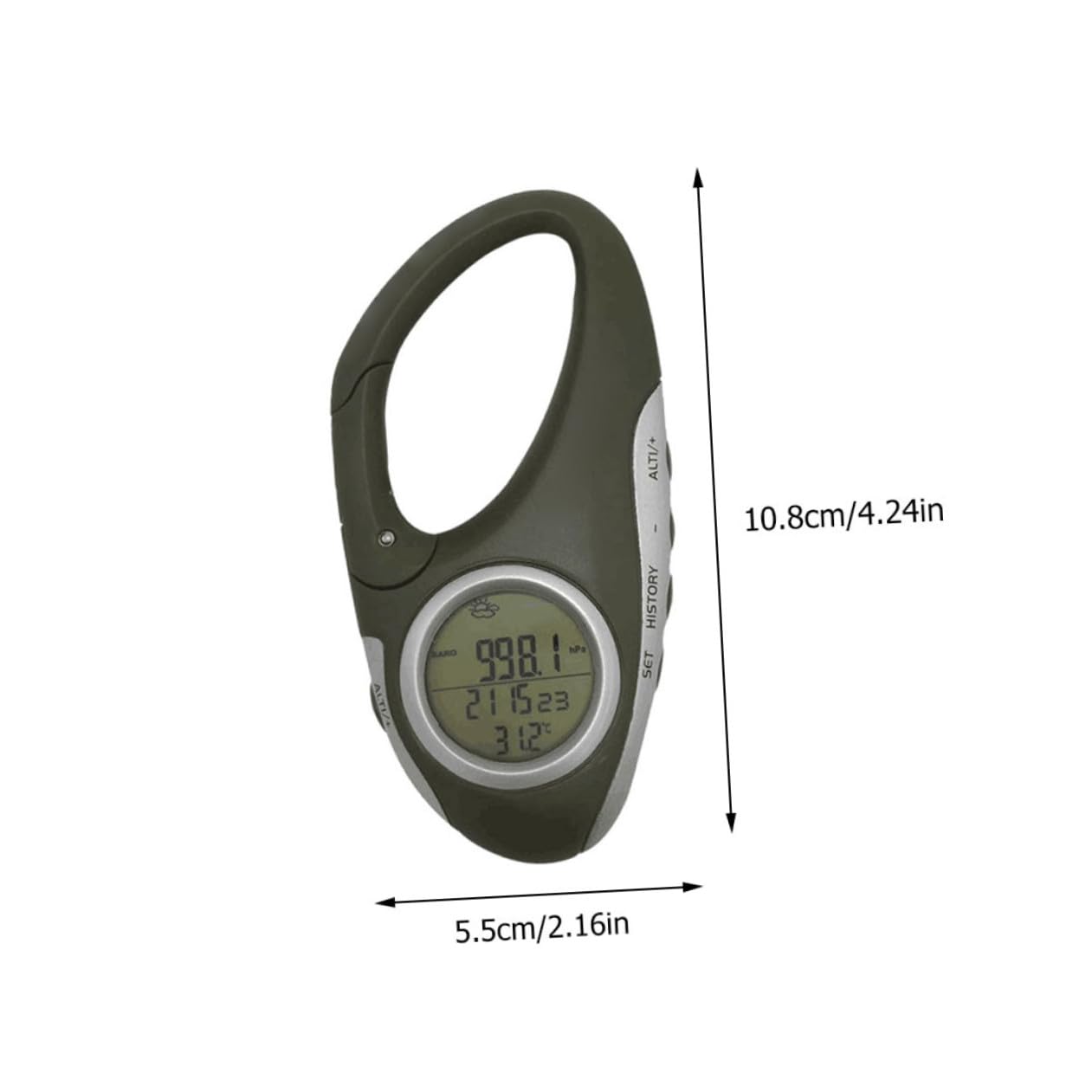 KOMBIUDA Altimetro Barometro Portatile Moschettone, Misurazione di Altitudine e Temperatura, Leggero in ABS per Alpinismo