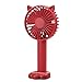 GREATY Przenośny mini wentylator stołowy, USB Cooling wentylator z podstawą, 3 prędkości, lekki wentylator stołowy z oświetleniem LED, uchwyt na telefon z smyczą na klucze, do biura, pokoju, gospodarstwa domowego, podróży, czerwony