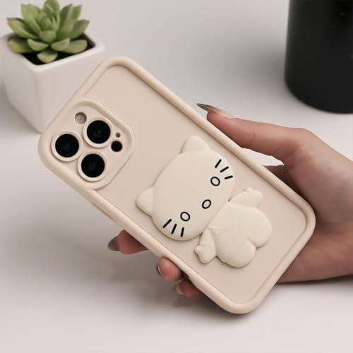 Image of Peeperly Back Cover Case for iPhone 13 Pro Max Scratch Resistant TPU Shockproof Protective Durable Meow Makeup Mirror Case for Girls & Women(White)