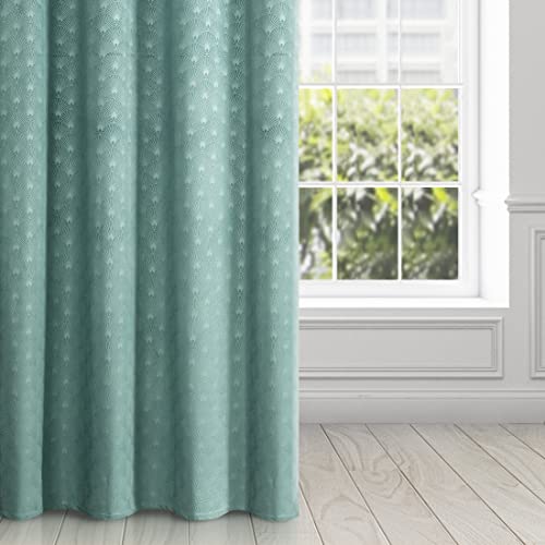 Eurofirany Velvet Curtain with Geometric Fan Pattern and Eyelets - Image 4