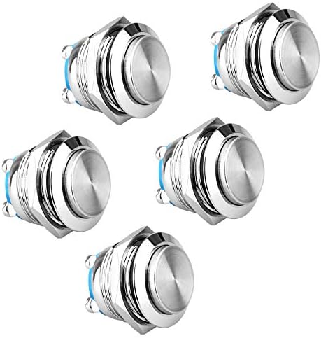 5Pcs 19mm Momentary Push Button Switch with Waterproof Stainless Steel ...