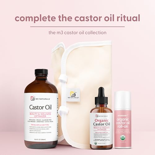 Image of Organic Cold Pressed Castor Oil Roll-On Nourishing Treatment| Hexane-Free, USDA Organic Idea for Hair, Skin & Brows | Mess-Free Applicator, 3 fl 0z (89 mL) by M3