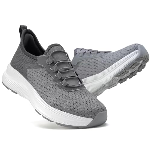 ZYEN Women's Slip-On Walking Running Shoes Lightweight Tennis Shoes Non-Slip Breathable Mesh Fashion Sneakers for Casual Athletic Gym Workout 8845 FR Grey 39