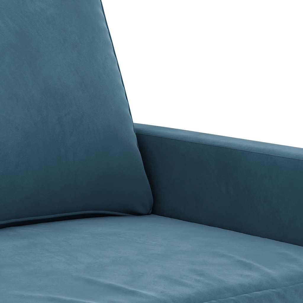 Canape 3 Posti Velluto Blu Scuro 3 Pezzi | Struttura contropiastra in metallo, seduta imbottita, pouf multiuso, 110 kg per sedile