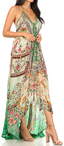 Image of Sakkas Lizi Womens Maxi High-Low Halter Handkerchief Long Dress Beach Party