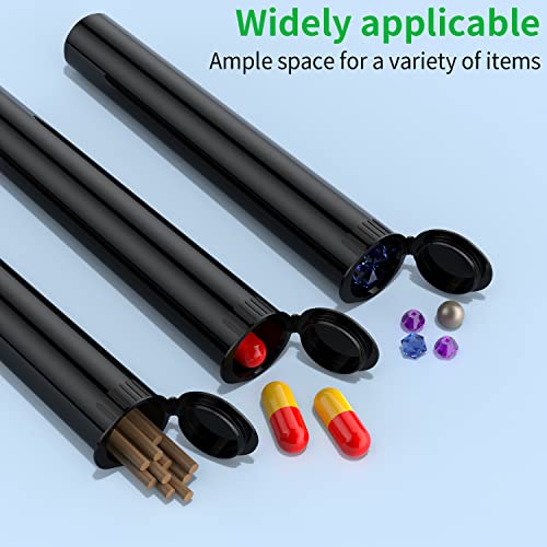 100 Pack 116mm Tubes Black Plastic Pop Top Pill Storage Tubes, Child Resistant Waterproof Pill Plastic Tube Pill Container Medicine Holder BPA Free