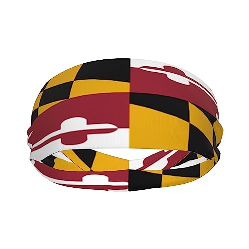 Image of Maryland Flag Sports Headbands Moisture Wicking Workout Headband Sweatband Headbands for Running Cycling Football Yoga Hairband for Men Women