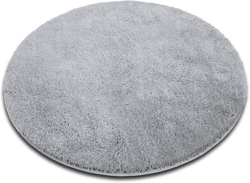 casa pura Badematte rund 120cm Hellgrau, Flauschiger Badezimmerteppich...