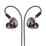 Audiovance Vibes 201 Wired Earbuds in Ear Headphones, Noise Cancelling Bass Driven HiFi Earphones, Tangle-Free Braided Cord, Carry Case, Ear Buds Tips, 3.5mm Jack, Secure Fit (Clear Brown, No Mic)