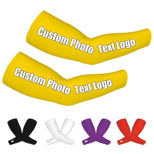 GRAXILON Custom Arm Sleeve Personalized with Number Name Photo Elastic Breathable Sleeves Covers for Men Women, Gold