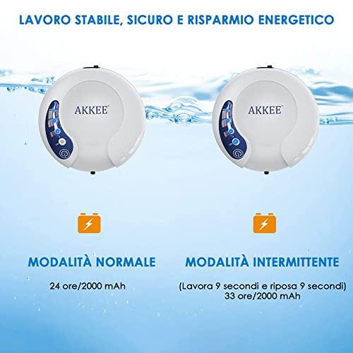 AKKEE Ossigenatore Pesca Rechargeable 1.5L/Min , Ossigenatore per Acquario Silenziosa a Risparmio Energetico, 2000mAh Batteria Pompa con Pietra Bolla, Areatore Acquario per Acquario Fino a 100L, 1.5W - Image 7
