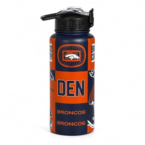 Proformance Home NFL Denver Broncos ProPress Local Slogan 32oz Stainless Steel Water Bottle Press Top Lid