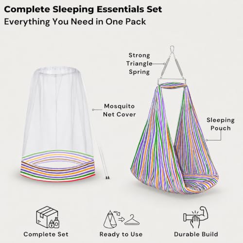 Image of VParents Sleeping Essentials with Mosquito Net & Spring, Neonate (Purple)