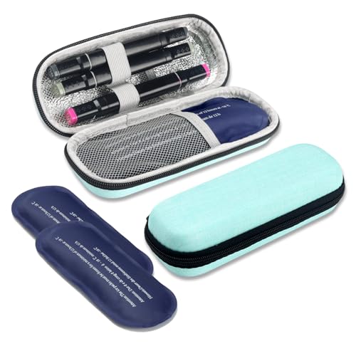 roargy Insulin Cooler Travel Case with 2 Ice Packs, Portable Medication Diabetic Cooler Organizer Bag Insulin Carry Case for Diabetic Supplies (Green)