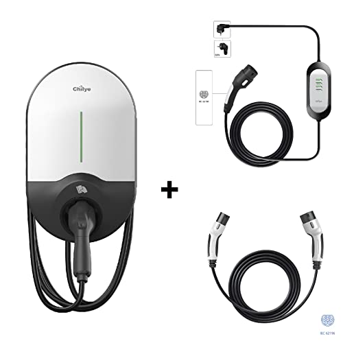 Chilye Wallbox Station de charge + câble de charge portable + câble de charge 1 phase IEC 62196-2 Voiture électrique CW001 + CT002 + CL001 5 m Cover