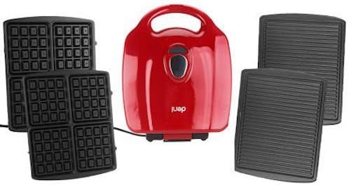 Deni Grill Griddle - Panini Sandwich Maker and Waffle Maker Combo - Red
