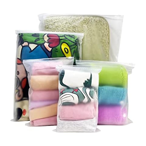 DORBOKER 20pcs Reusable Plastic Ziplock Hospital Bags Maternity Essentials Travel Luggage Organiser Frosted Seal Clothes Bags Waterproof Shoe Cosmetics Storage Pouch Vacuum Resealable Space Saver Cover