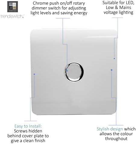 Trendi Switch ART-LDM Artistic Modern Glossy Tactile 1 Gang 2 Way 120w LED Dimmer Switch Ice White, 35.0 mm*85.0 mm*85.0 mm