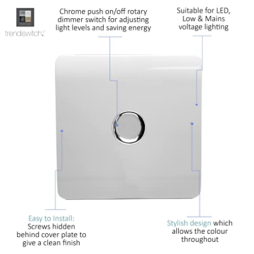 Trendi Artistic Modern Glossy Tactile 1 Gang 2 Way 120w LED Dimmer switch Ice White - Image 4