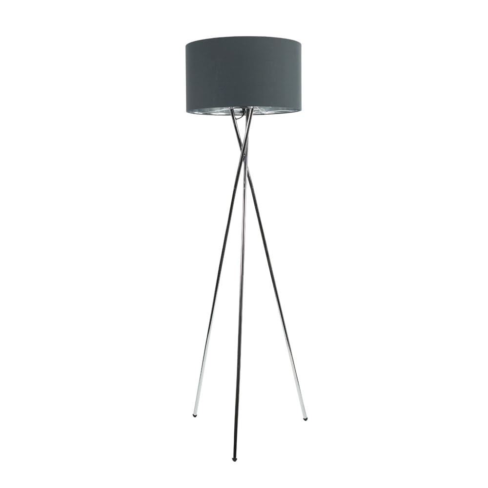 ValueLights | Camden Tripod Floor Lamp Chrome with Charcoal & Chrome Inner Shade | Floor Lamps, Home Décor & Improvement Essential