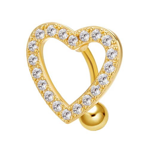 Harlermoon Heart Belly Button Rings CZ Crystal Belly Button Rings 14G Surgical Steel Piercing Jewelry (heart gold)