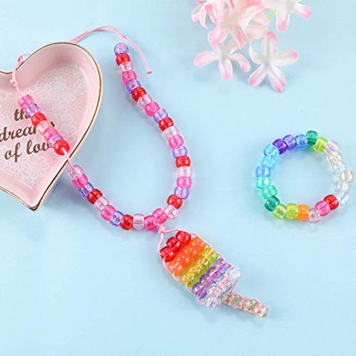 Image of 2600+pcs Pony Beads Kit Rainbow Glitter Plastic Beads Multicolor Pony Bead Bulk with Elastic String, Hair Bead for Braids DIY Crafts Jewelry Making Kit for Bracelets Necklaces