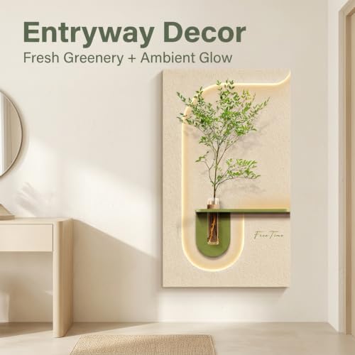 3D Sandstone Wall Art with LED Light, Modern Wall Sculpture Decor