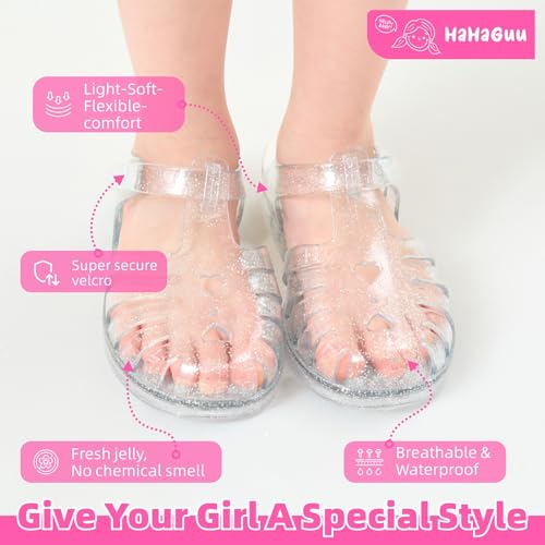 HaHaGuu Girls Jelly Sandals Summer Costume Princess Dress Flat Breathable Waterproof Fisherman Gladiator Shoes For Girl Closed Toe Beach Flat-Sandals For Toddler Little Kid Big Kids by HaHaGuu - Used condition - Image 5