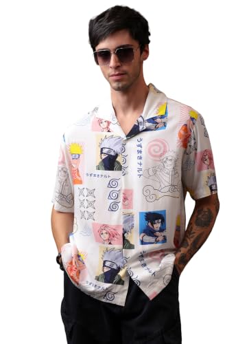 Image of Free Authority Official Naruto Graphic Printed Men White Shirt for Young Men