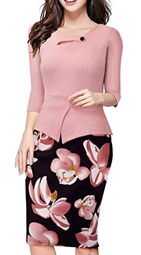 Sunblume Womens Elegant Chic Bodycon Formal Sheath Pencil Dress