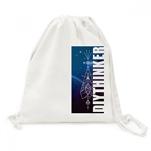 Sac à dos cordon toile Toile Drawstring Backpack motif géométrie extraterrestre pour voyage