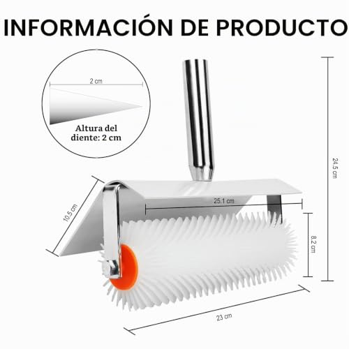 Miniatura 2 de Yoyeah Rodillo De Ventilación Para Masa Compensadora De 23 Cm Longitud De Púas 20 Mm, Protección Contra Salpicaduras, Rodillo De Ventilación Y Rodillo De Púas Para Suelos