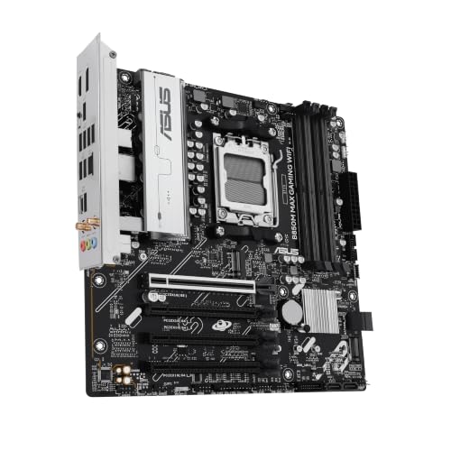 Image of ASUS B850 MAX Gaming WiFi W - AMD AM5 ATX Motherboard, White PCB, DDR5, PCIe 5.0 Ready, 3X M.2, Wi-Fi 6E, 2.5Gb LAN, USB 10Gbps Type-C, DisplayPort, HDMI, BIOS Flashback, Aura Sync, ASUS AI Advisor