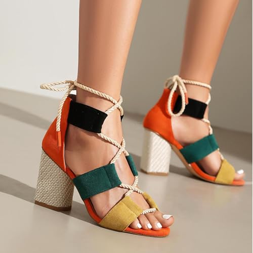 Chunky Block Heels for Women Open Toe Strappy Heeled Sandals Comfortable Wedding Prom Dance Dress Shoes3