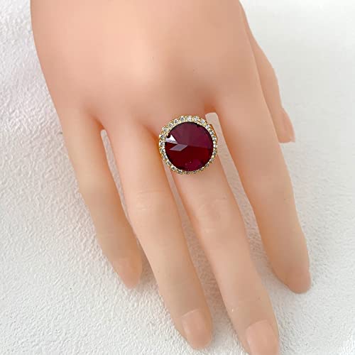 HAIXIAN 14K Yellow Gold Gemstone Ring for Women,Punk Gothic Cocktail Party Crystal Ring Jewelry4