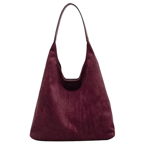 Suede Bag for Women Suede Hobo Bags Suedes Tote Bag Suedes Handbag Shoulder Bag (Burgundy)