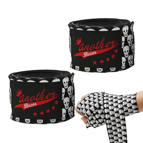 Gungtj Muay Thai Wraps, vendas espeluznantes de calavera, protectores elásticos de manos para boxeo, equipo de protección profesional, correas de entrenamiento deportivo, 118 x 2 pulgadas, perfecto