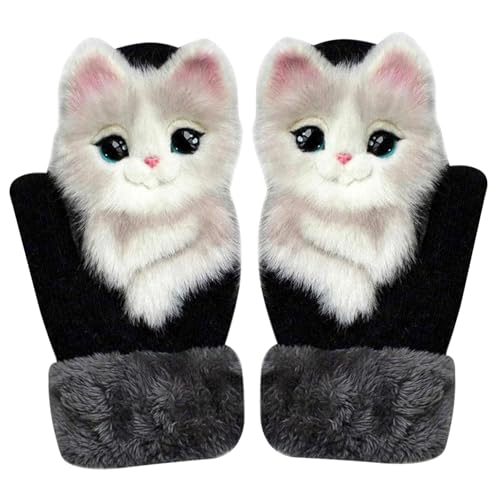 Gants de chat hiver adultes mitaines thermiques confortables et douces pour le sport