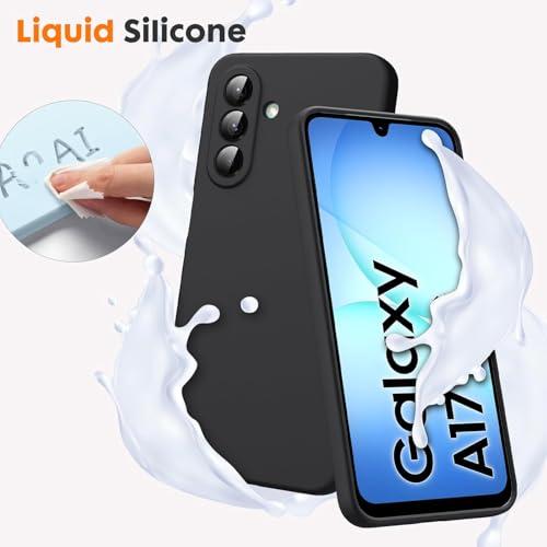 Image of DIZORO Microfiber Candy Case for Samsung A17 5G Smooth Touch Cushion Liquid Soft Silicone Gel Rubber Phone Cases Non-Slip Full Body Protective Shockproof Back Cover -Black