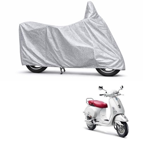 Image of 100% Waterproof Two Wheeler Body Cover Multi Layered Fabric Designed for Vespa Elegante 150 | Belt Buckle Lock | Silver Mag