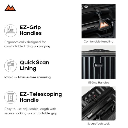 Image of MOVE-MEANT ROAMIFY Small Cabin & Medium Check-in Suitcase | 55 Cm & 66 Cm | 8 Wheels Number Lock Polycarbonate Black Trolley Bag | 360 Degree Wheeling System | Luggage for Travel - Pack of 2